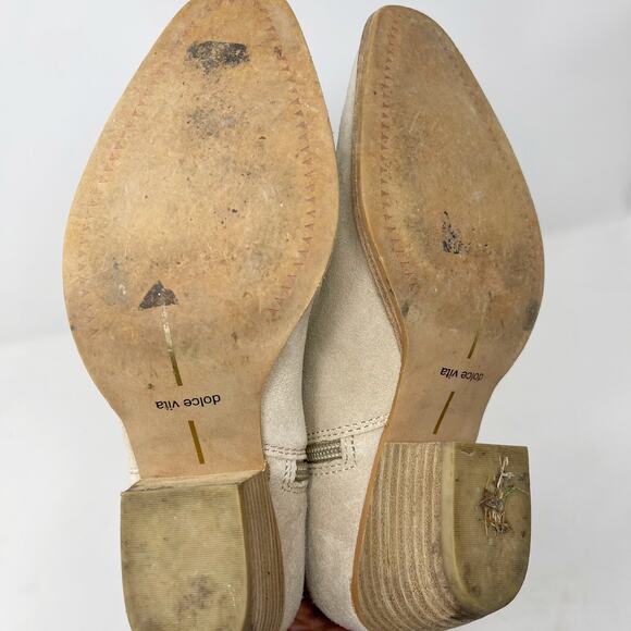 Dolce Vita Womens Size 6 Cream Suede Leather Silma Western Bootie Stacked Heel - Picture 10 of 12